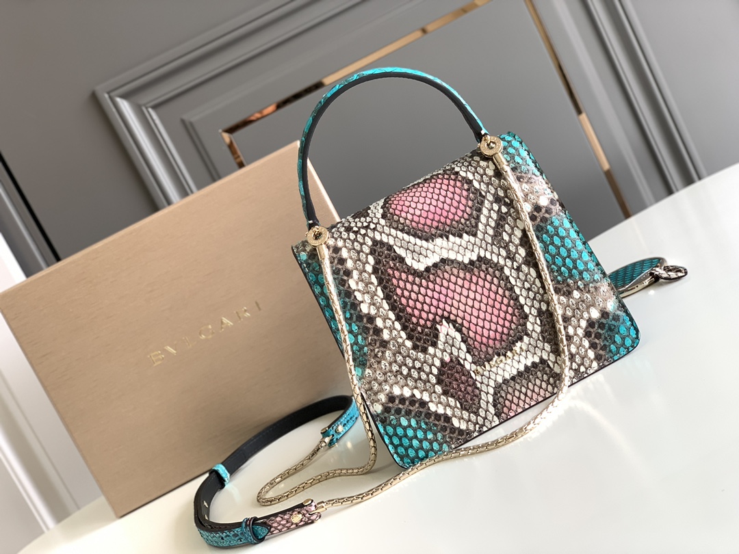 Bvlgari Serpenti Forever Mini Top Handle in Multicolor Python Skin